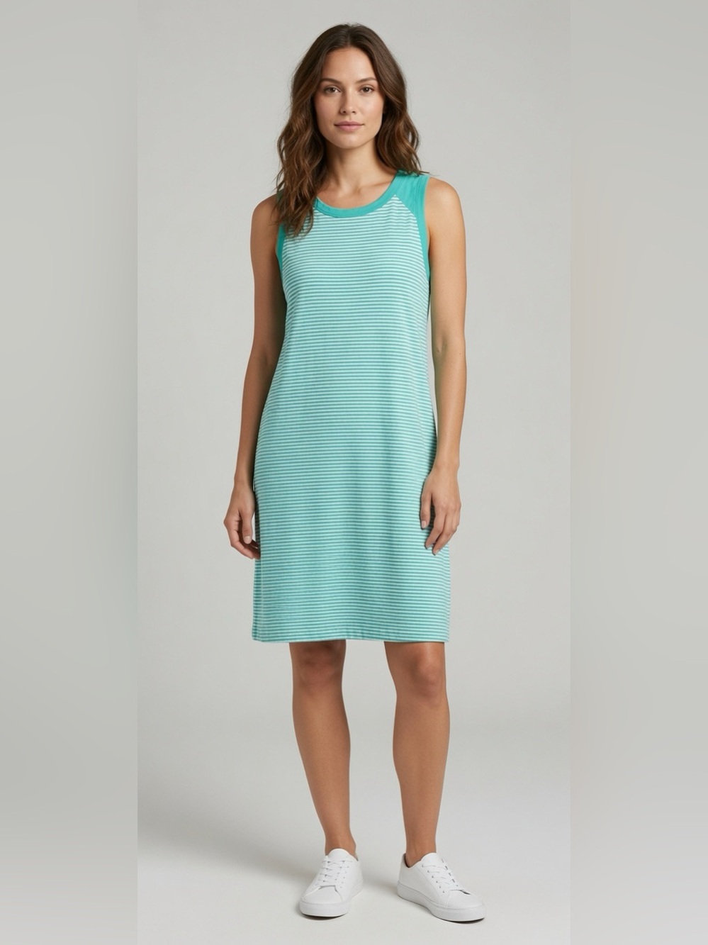 Sonoma Teal and White Striped Dress
